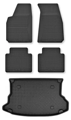 Zdjęcie produktu dla Dywaniki gumowe + mata bagażnika do Hyundai Tucson I 2004-2010 (standardowy bagażnik) – czarne, dobierane – Wielganizator Semi-Universal