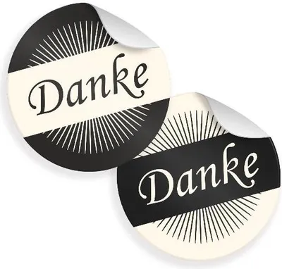Produktbild von 24x Sticker Danke Vintage (Motiv 36) 4cm Geschenk Aufkleber runde Spruch Etiketten