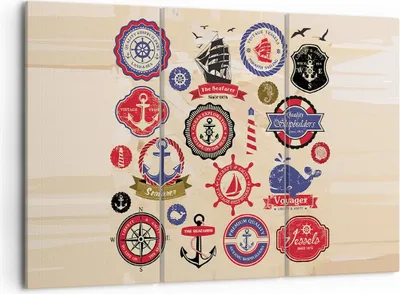 Produktbild von Bild auf Leinwand - Leinwandbild - Anker Fahne Abzeichen Boot - 105x70cm - Wand Bild - Wanddeko - Leinwanddruck - Bilder - Kunstdruck - Wanddekoration - Leinwand bilder - Wandkunst - CE105x70-2780