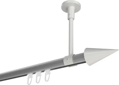 Produktbild von Interdeco Innenlaufstange / Gardinenstange mit Innenlauf Silbergrau / Weiß, Typ Sonette Savio (Kegel) Deckenmontage, 20 mm Ø 1-läufig, 120 cm
