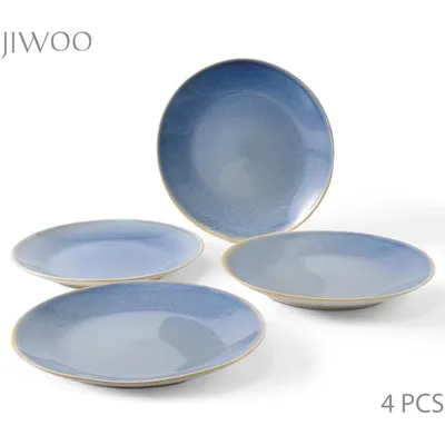 Produktbild von Teller Set 4-teiliges Keramik Ø27,7cm – Essteller, Pasta- & Dessertteller für 4 Personen – Reactive Glaze Oberfläche, mikrowellen- & spülmaschinenfest