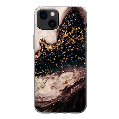 Produktbild von MuchoWow® Handyhülle Schutzhülle Hülle für iPhone 13 mini Naturstein - Gold - Schwarz Silikon Softcase Handy Hülle - Softcase