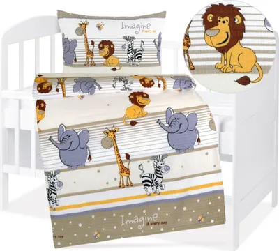 Produktbild von Kinder-Krepp-Bettwäsche - 90x135 cm, 45x60 - Braun,Beige,Weiß