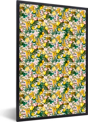Produktbild von MuchoWow® MuchoWow® Gerahmtes Poster Blumen - Rosen - Gelb 40x60 cm - Poster mit zchwarzem Bilderrahmen - Papierdruck - Wandbilder