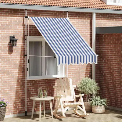 Produktbild von vidaXL Einziehbare Markise Handbetrieben 150 cm Blau/Weiß Gestreift