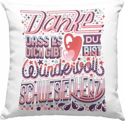 Produktbild von Trendation - Beste Schwester Deko-Kissen mit Füllung 40x40 Geschenk von Schwester an Schwester Lieblingsschwester von Bruder Geschenkidee Spruch (Grün)