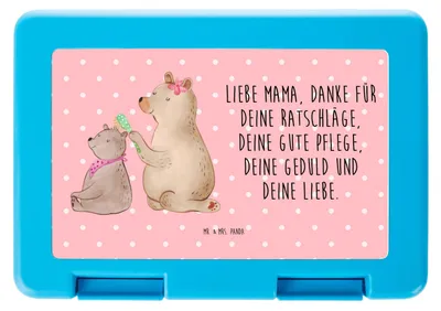 Produktbild von Mr. & Mrs. Panda Lunchbox Bär Kind - Rot Pastell - Geschenk, Vesperbox, Bentobox, Muttertag, Bento Box, Brotzeitbox, Mutter, Essensbox, Mama, Tochter