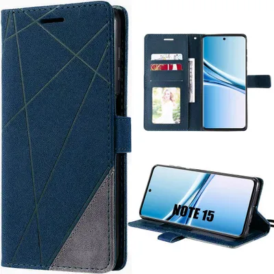 Image de Coque pour Xiaomi Redmi Note 15 5G/4G, Protection Anti-Rayures Effet Cuir Élégant - Bleu Marine