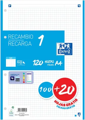 Obrázek produktu pro Oxford 400158058, 210 x 297 mm (A4), Čtverečkovaný papír, Bílá, 120 listy