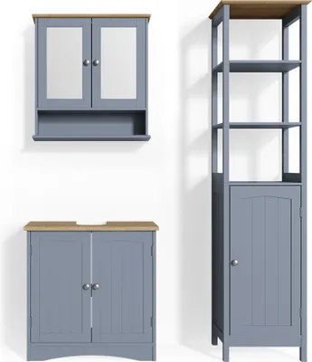 Imagen del producto de Conjunto de muebles de baño Vicco Bianco Gris 3 piezas, Model 33654