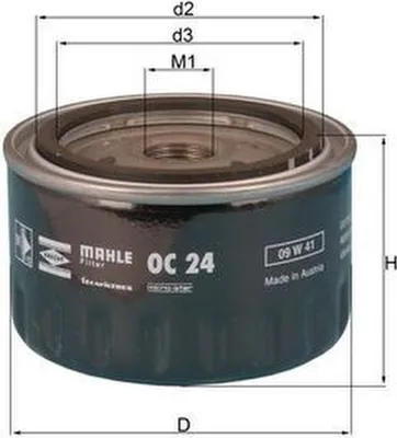Produktbild von Ölfilter MAHLE OC 24 Anschraubfilter für RENAULT 5 (122) 12 6 Schrägheck 5 Kasten (238) Rodeo 6 (ACL)