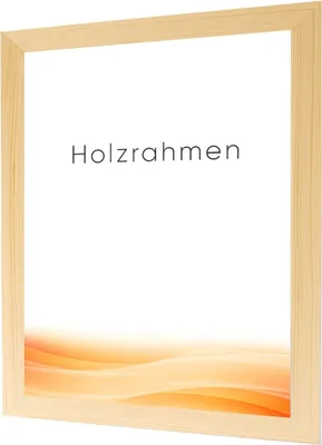 A wooden picture frame with a white background and a decorative wavy pattern at the bottom.