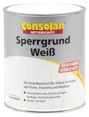 Produktbild von Profi Consolan Wetterschutzfarbe Sperrgrund weiß Holzschutz 2,5 Liter