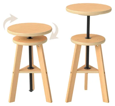 Image de Tabouret de dessin en bois, réglable en hauteur, de 48 à 65 cm