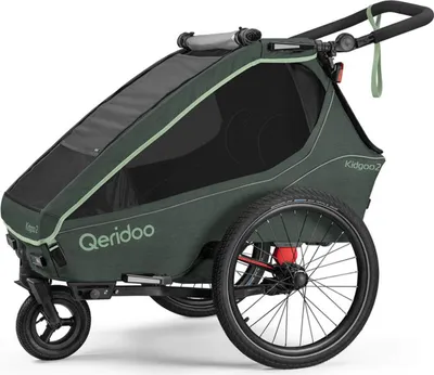 Produktbild von Qeridoo Kidgoo 2- Kinderfahrradanhänger für 2 Kinder, Farbe: Forest Green