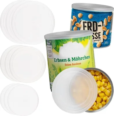 Produktbild von AIKANJA Home | Dosendeckel/Konservendeckel - 12 Stück, Deckel in 4 verschiedenen Grössen, Universaldeckel aus transparenten Kunststoff für Lebensmitte