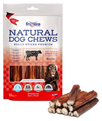 Productafbeelding van Frigera rundvlees snacks voor honden, 12 cm, 100 g, natuurlijke, eiwitrijke traktaties, glutenvrij