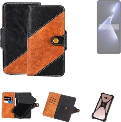 Produktbild von K-S-Trade Handyhülle Schutzhülle Bookstyle Case Wallet-Case kompatibel mit Tecno Pova 5 Pro Handy Cover Bumper Klapphülle schwarz hellbraun 1x
