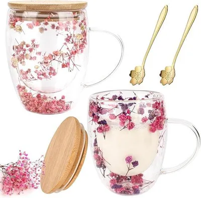 Produktbild von Doppelwandige Latte Macchiato Gläser mit Löffel und Deckel - 350 ml - 2 Stück