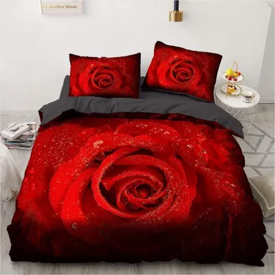 Obrázok produktu pre Sada posteľnej bielizne 220x240 cm, červená, vzor vintage ruže, 2 vankúšové obliečky 80x80 cm, mikrovlákno, so zipsom
