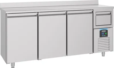 Image de Vitrine réfrigérée en acier inoxydable avec tiroir à café – 3 portes, hauteur 105 cm, pour 3 conteneurs GN 1/1