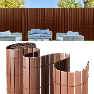 Immagine prodotto di Schermo privacy in PVC Jayseuw rinforzo per interni, schermo privacy per balconi con fascette, barriera frangivento per privacy impermeabile senza foratura per giardino balcone, marrone 0,8 x 5m