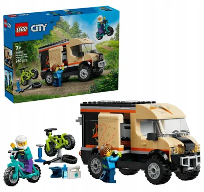 Image de LEGO City : Camionnette d'aventure avec vélos tout-terrain, kit de construction, à partir de 7 ans, plastique, 260 pièces, 461 g
