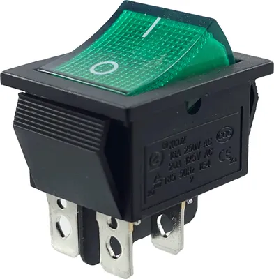 Produktbild von Wippenschalter, Geräteschalter 4 Pin 16A 250VAC 28*21mm Wippe beleuchtet