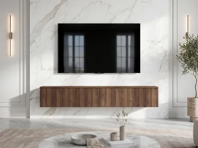 Produktbild von AX LIVING Barvo 2x100 TV Kommode Lowboard Dunkelbraun Nussbaum Warmia H