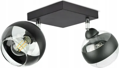 Produktbild von LUXOLAR Led Deckenleuchte 2 flammig - Deckenlampe Schwenkbar Schwarz E27 60W - Hängelampe für Wohnzimmer, Küchen - Schwarz Glas Kugeln
