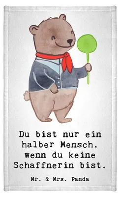Produktbild von Mr. & Mrs. Panda Handtuch Schaffnerin Herz - Weiß - Geschenk, Kleines, Frotteetuch, Gästetuch, gäste wc, badezimmer