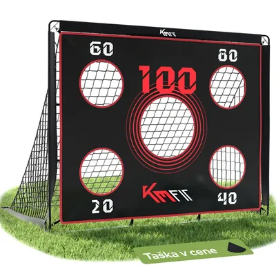 Obrázok produktu pre KM-Fit Futbalová bránka 150 x 120 cm s cieľovou sieťou, tréningová bránka 2 v 1 pre deti a dospelých, do záhrady s kotviacimi kolíkmi