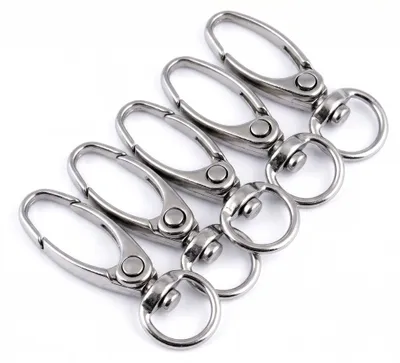 5er Set Bolzen-Karabiner in Silber, Taschenkarabiner für Gurtband.