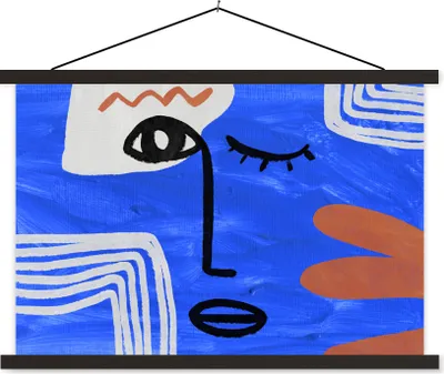 Produktbild von MuchoWow® Textilposter Gesicht - Blau - Abstrakt 150x100 cm mit schwarzem Rahmen - Schlafzimmer