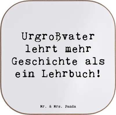 Produktbild von Mr. & Mrs. Panda Personalisierte Untersetzer Urgroßvater Geschichten - Weiß - Geschenk, Bierdeckel, Dankeschön, Geschichte, Familie, Personalisierter, Lächeln, bedruckt