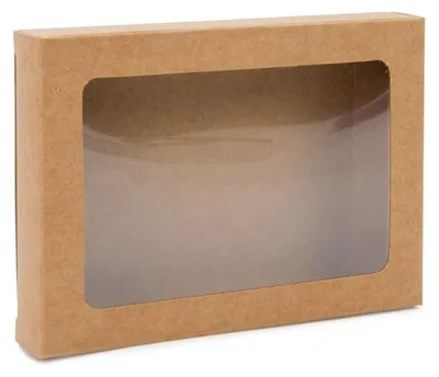 Produktbild von Pappschachteln Kraft Braun mit Fenster 9.5x2.2x13.2cm (25 Stück) [WKRG246]
