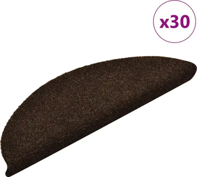Obrázok produktu pre Schodové rohože, samolepiace, 30 ks, 56x17x3 cm, tmavohnedé, polkruhové