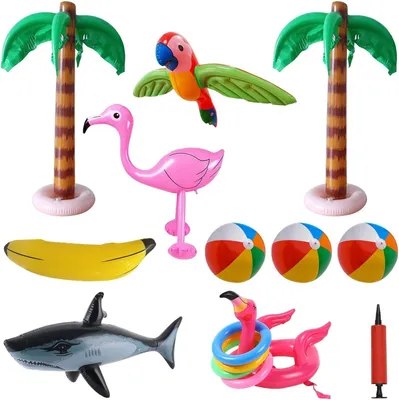 Image de Jouets gonflables pour piscine, ensemble de 15 pièces, en PVC, pour la plage et la piscine