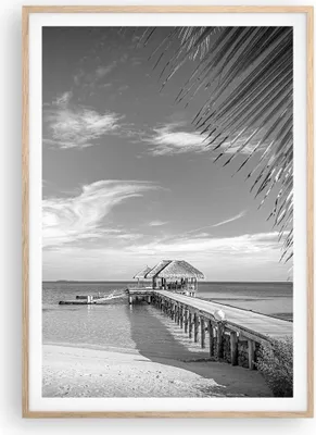 Produktbild von Gerahmtes Poster - Rahmen in heller Eiche - Himmlisch Strand Monochrom - 70x100 cm - Wand Bild - Wanddeko - Wandbilder - Kunstposter - Wandposter - Bilderrahmen - Bilder - P2NPA70x100-4750