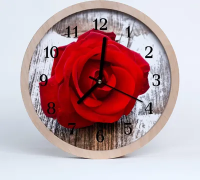 Produktbild von Holzuhr 30fi cm wanduhr - Rose Blumen