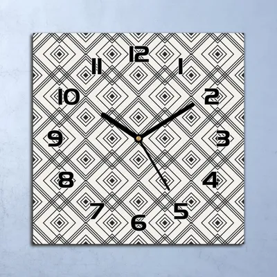 Produktbild von Wanduhr Echt-Glas-Küchenuhr Geometrisches Muster Quarz 30x30 Deko Bilder