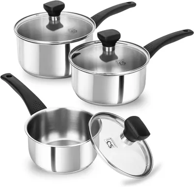 Produktbild von KOCH SYSTEME CS 6-teiliges Stielkasserollen-Set, 1 l, 2 l, 2,8 l, Edelstahl
