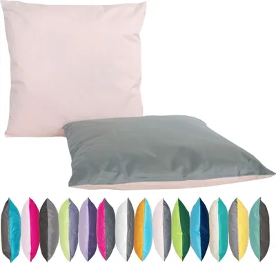 Produktbild von JACK 2-farbiges Wende Outdoor Lounge Kissen 45x45cm Dekokissen inkl. Füllung Wasserfest Sitzkissen Garten Stuhl Lotus Effekt, Farbe:Grau - Rosa