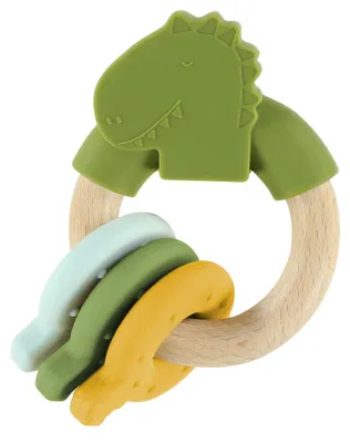 Obrázok produktu pre Drevený aktivizačný krúžok Trixie so silikónom – hryzacie hračka Mr. Dino