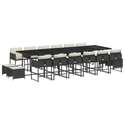 Image de vidaXL Ensemble de jardin 17 pièces avec coussins Noir Poly Rattan