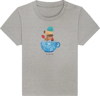 Produktbild von Mr. & Mrs. Panda Babyshirt Nachtfalter Schaumbad 0. - 6. Monat - Heather Grey - Geschenk, Träumen, Baby Oberteil, Bad, Lustige Sprüche, WC, Organic Shirt, Jerseyshirt