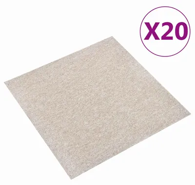 Image de vidaXL : Tapis, 20 pièces, beige clair, 50 x 50 cm, 100% polypropylène