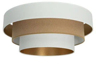 Produktbild von Deckenlampe Stoff E27 B: 50 cm in Weiß Sandfarben Gold 3-flammig rund Modern