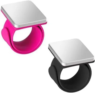 Produktbild von Famanu Magnetisches Nadelkissen Armband - Praktisches Nähzubehör - Starke Magnetkraft - 24 x 2,8 cm - Schwarz Rosa