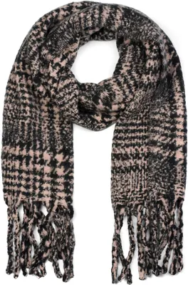 Produktbild von styleBREAKER Uni XXL Schal mit Karo Muster und langen Fransen, Winter Strickschal 01017102